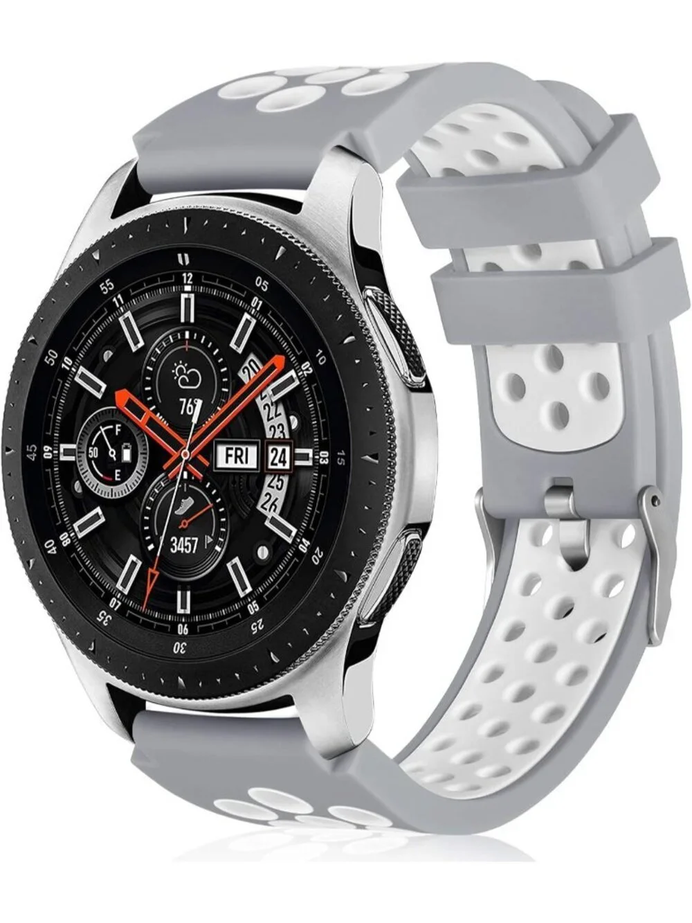 Unisex Grey White Analog Compatible Frontier Soft Silicone Samsung Galaxy Watch